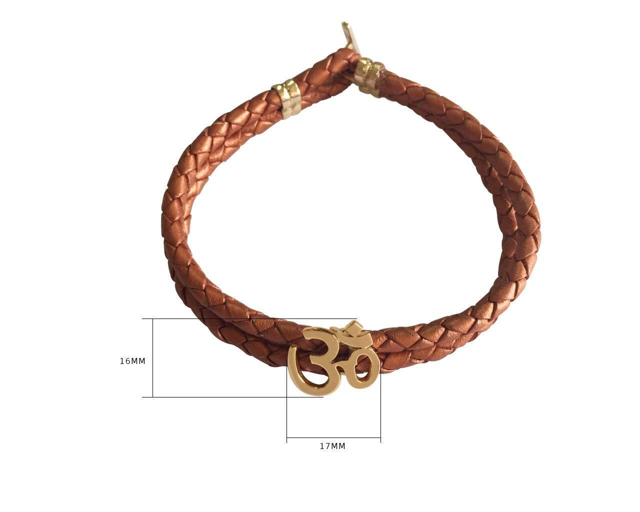 Gold Om Men’s Leather Bracelet - Jewelslane