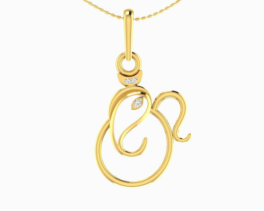 Gold Ganesh pendant with diamonds - Jewelslane
