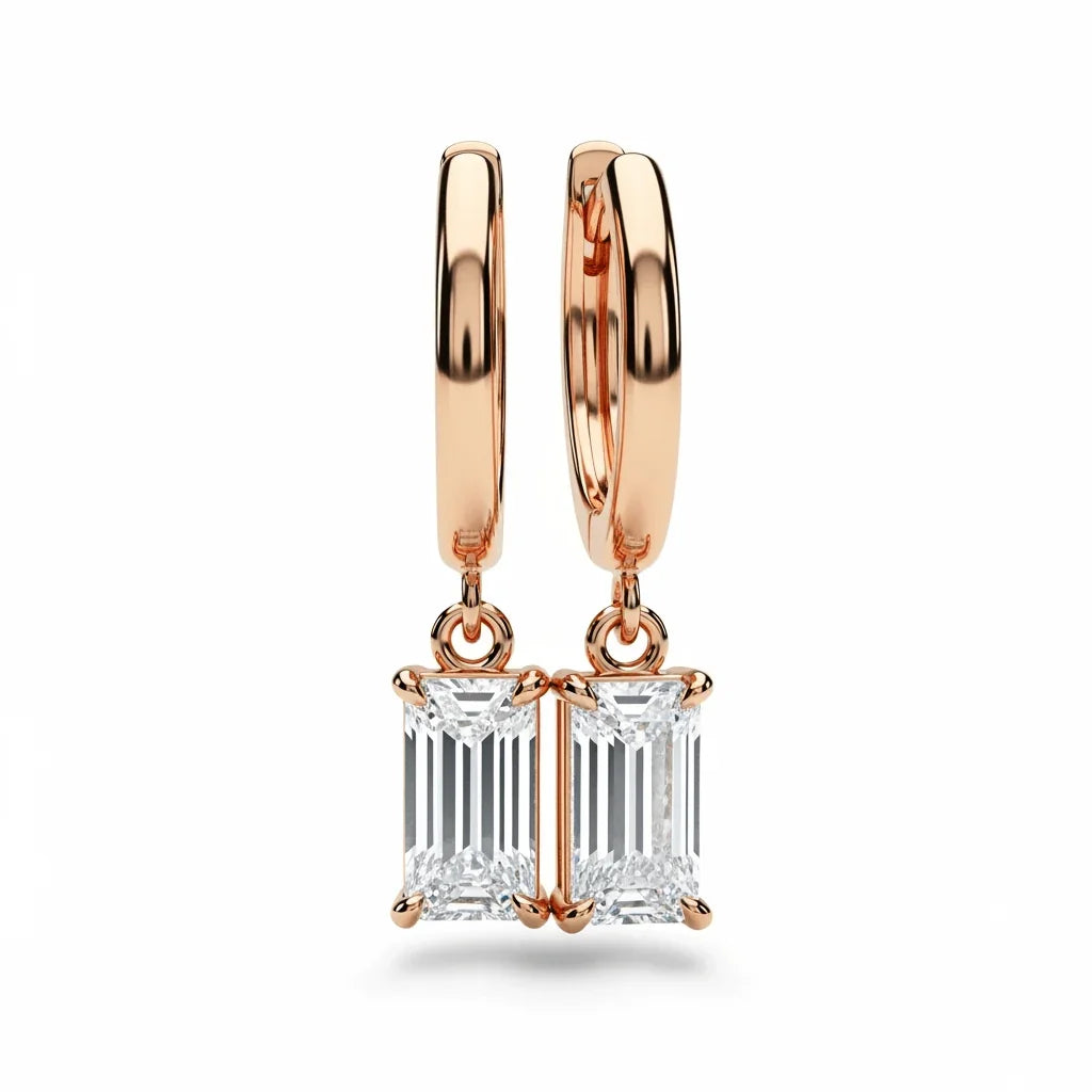Grisha Emerald Cut Lab grown diamond earrings - Jewelslane