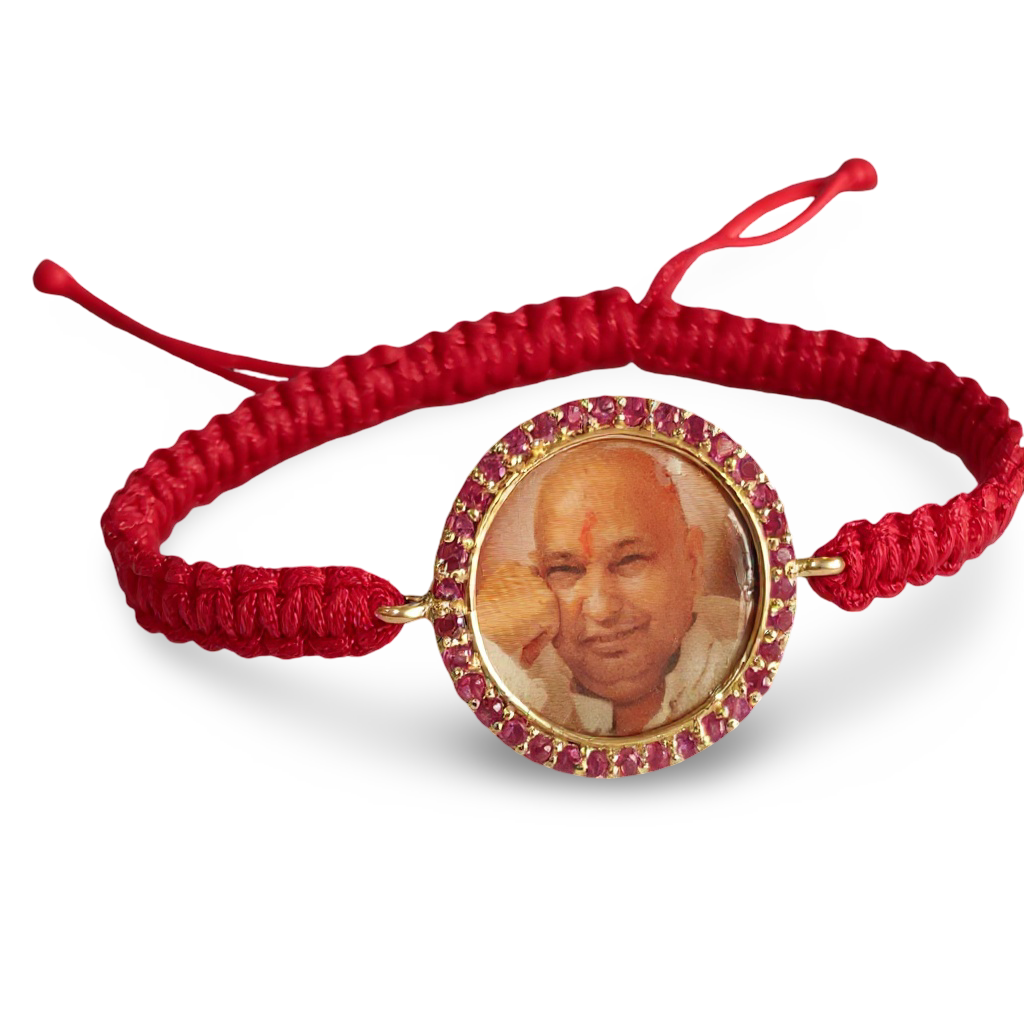 Guruji Swaroop Bracelet in gold with natural rubies - Jewelslane