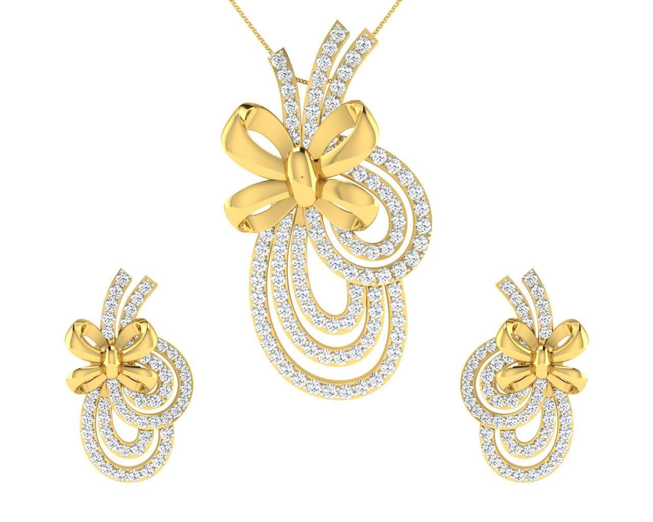 Hali Diamond Earrings & Pendant Set - Jewelslane
