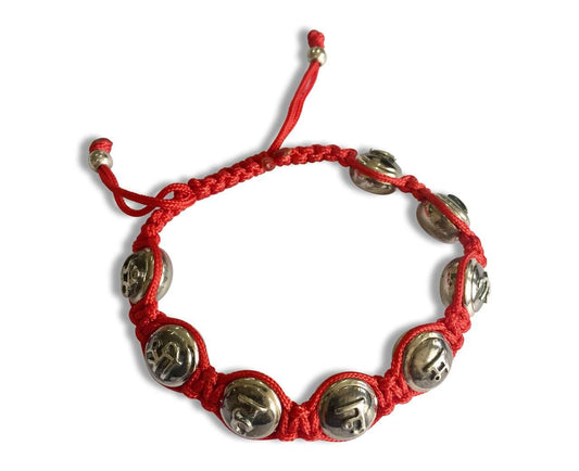 Hanuman Mantra Om Shri Hanumate namah Bracelet in sterling silver on adjustable thread - Jewelslane