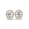 Heena Lab Diamond Oval shape Solitaire Diamond Earrings with diamond Halo - Jewelslane
