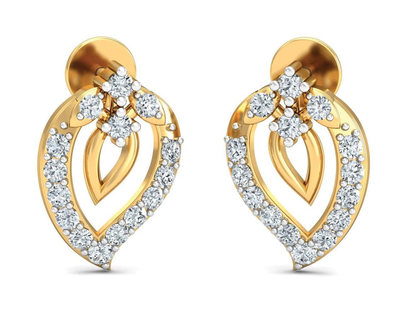 Heva Daily wear diamond earrings in 14k hallmarked gold - Jewelslane