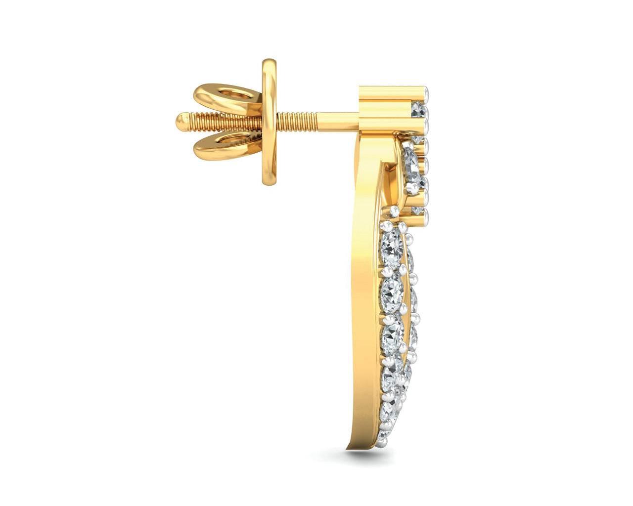 Heva Daily wear diamond earrings in 14k hallmarked gold - Jewelslane
