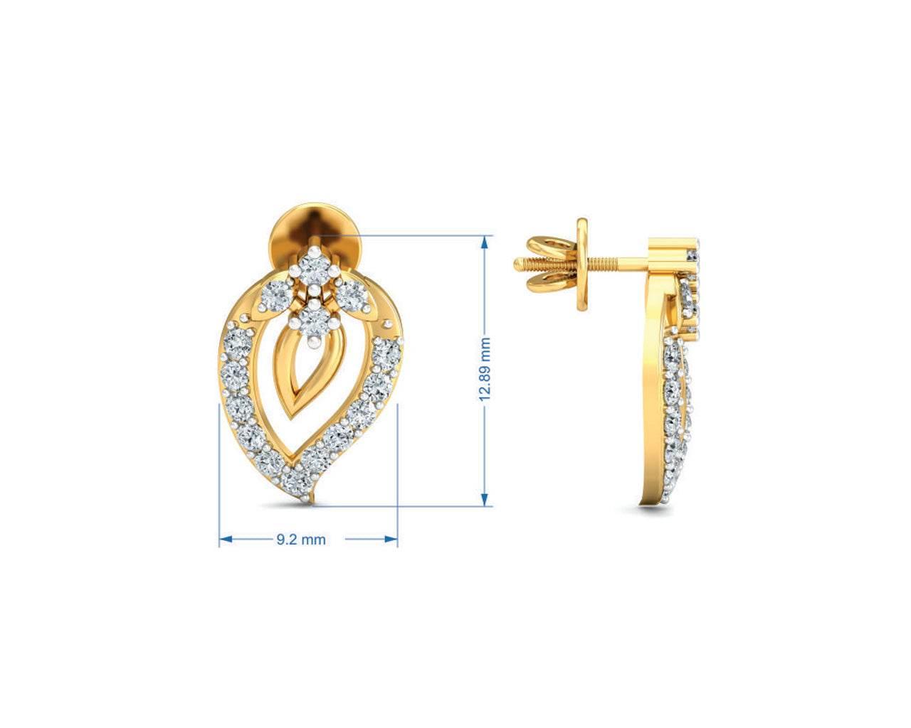 Heva Daily wear diamond earrings in 14k hallmarked gold - Jewelslane