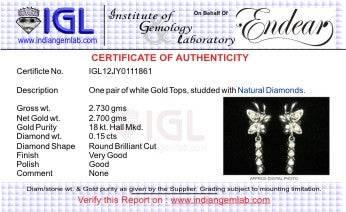 Butterfly Diamond Earring in White Gold - Jewelslane