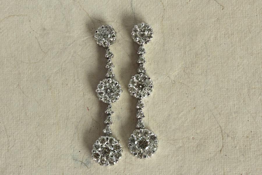 Diamond Earrings with Hanging Clusters - Jewelslane