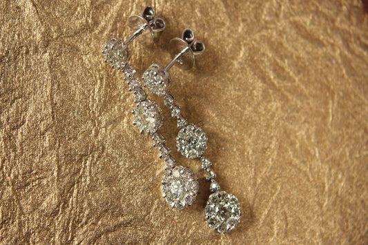 Diamond Earrings with Hanging Clusters - Jewelslane