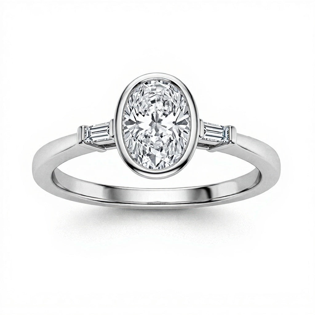 Iana oval shape Lab grown Diamond solitaire ring - Jewelslane