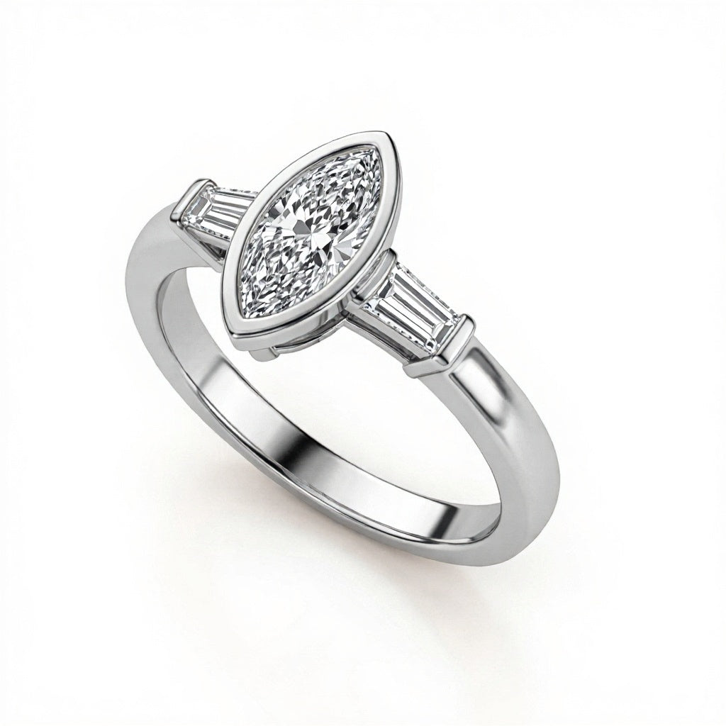 Iara Marquise Shape Lab grown Diamond Solitaire Ring - Jewelslane