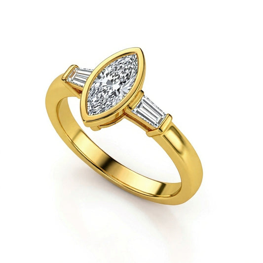 Iara Marquise Shape Lab grown Diamond Solitaire Ring - Jewelslane