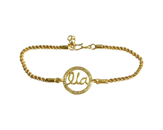 Identity Bracelet Name charm in Gold with Diamonds for Girls - Jewelslane