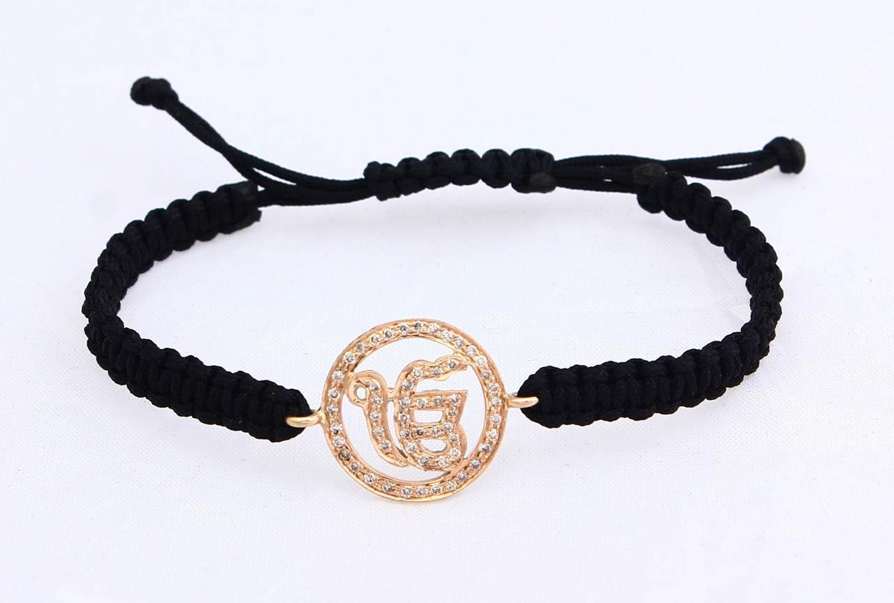 Ik Onkaar Bracelet in Gold with Diamonds - Jewelslane