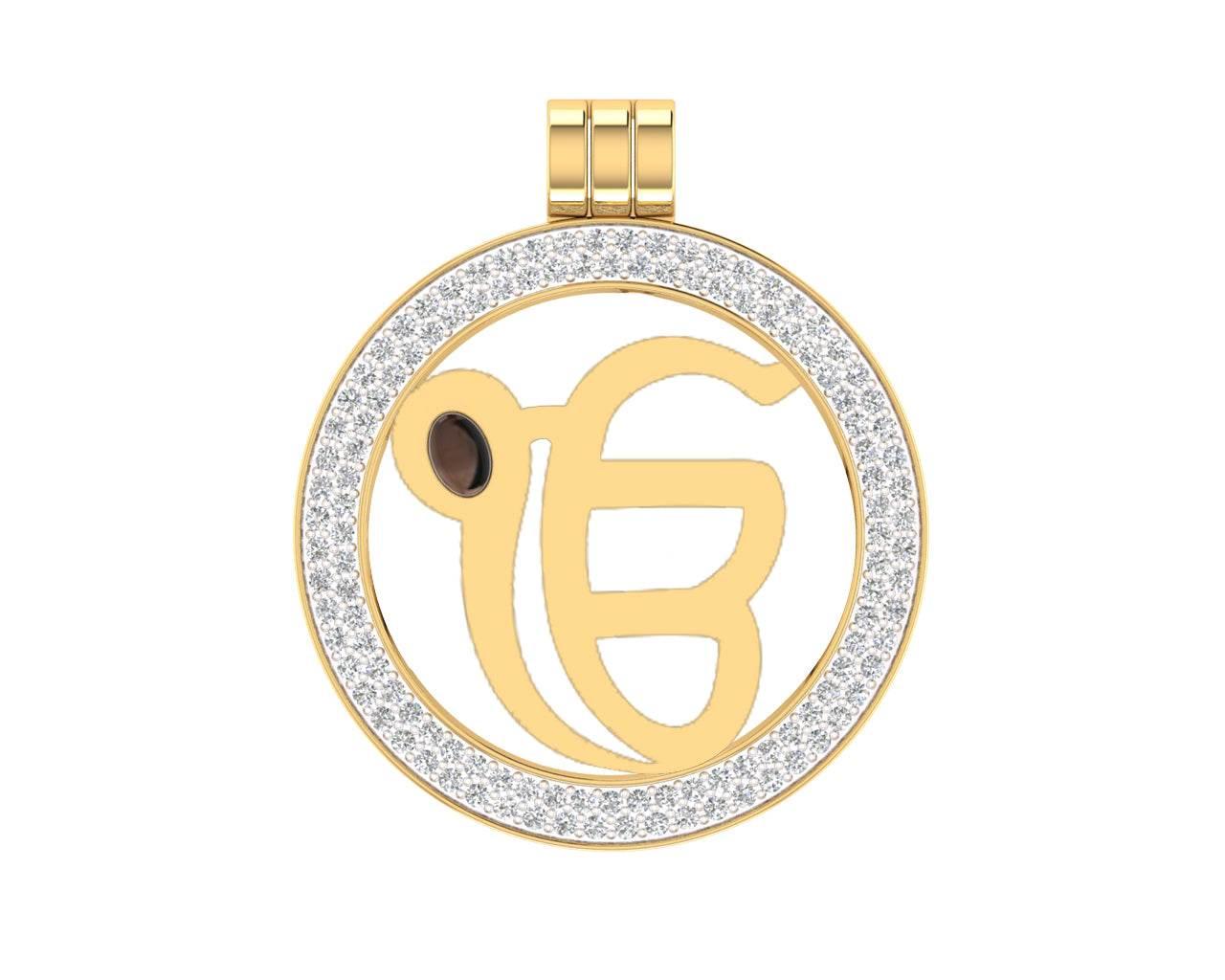 Ik Onkar Gold Pendant with Diamonds - Jewelslane