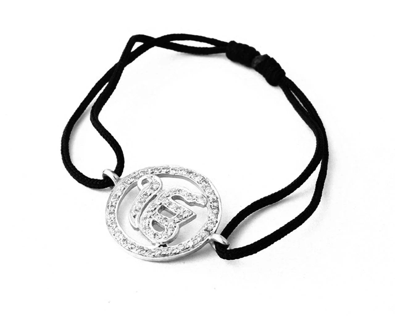 Ik Onkaar Bracelet in 925 Silver with Diamond on size adjustable Nylon Thread - Jewelslane