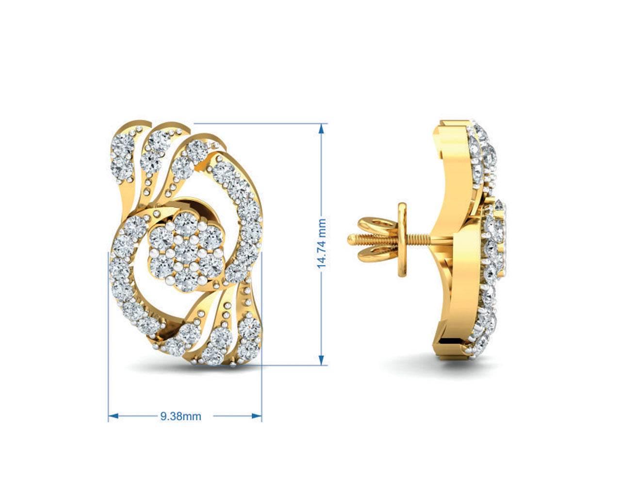 Inara Diamond Earrings in Gold - Jewelslane