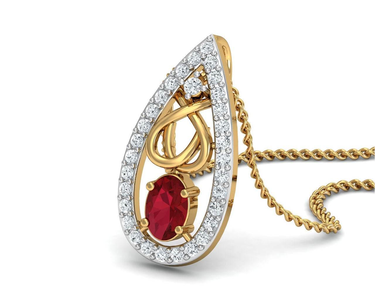 Ishani Ruby Diamond Pendant - Jewelslane