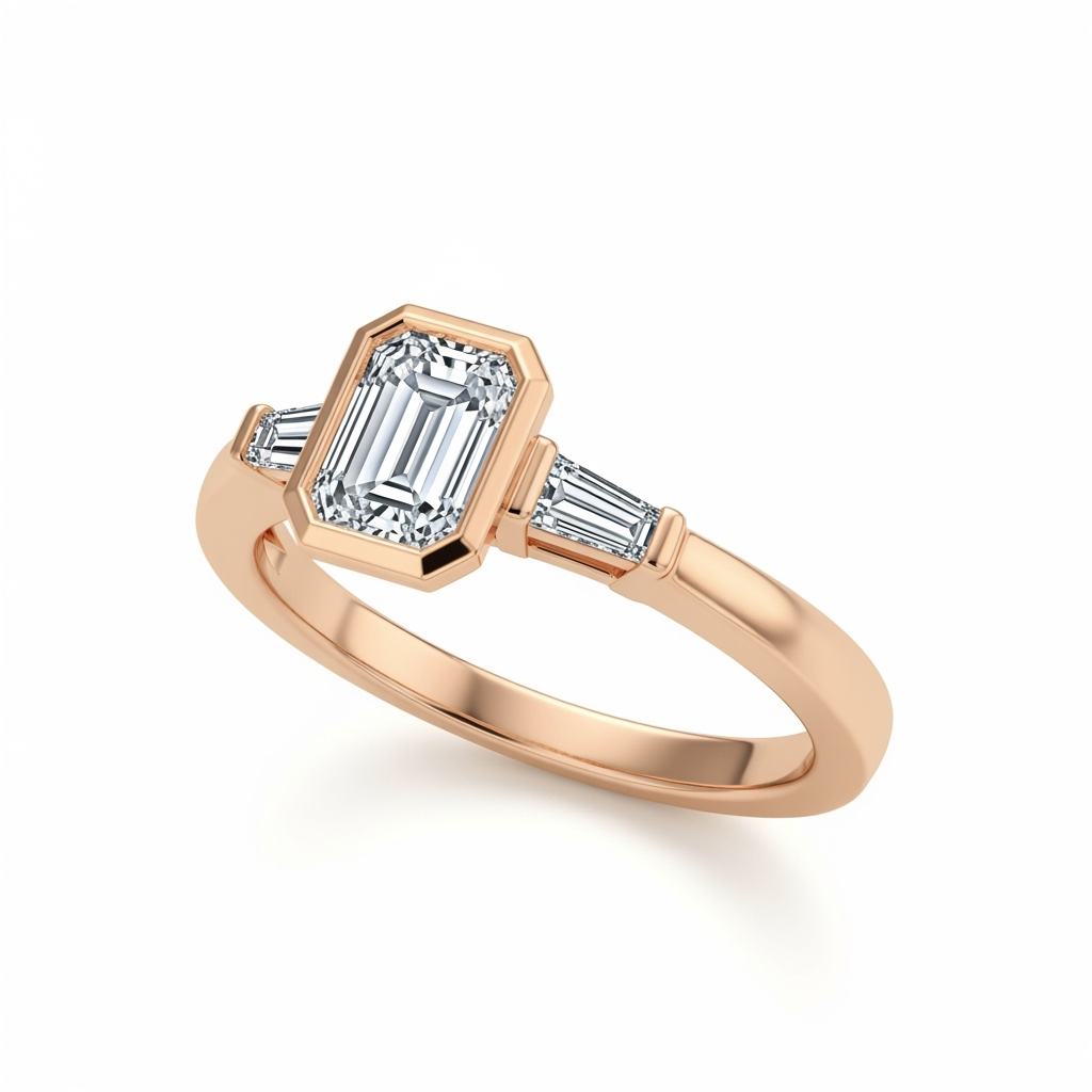 Ishika Emerald Cut Lab Grown Diamond Ring - Jewelslane