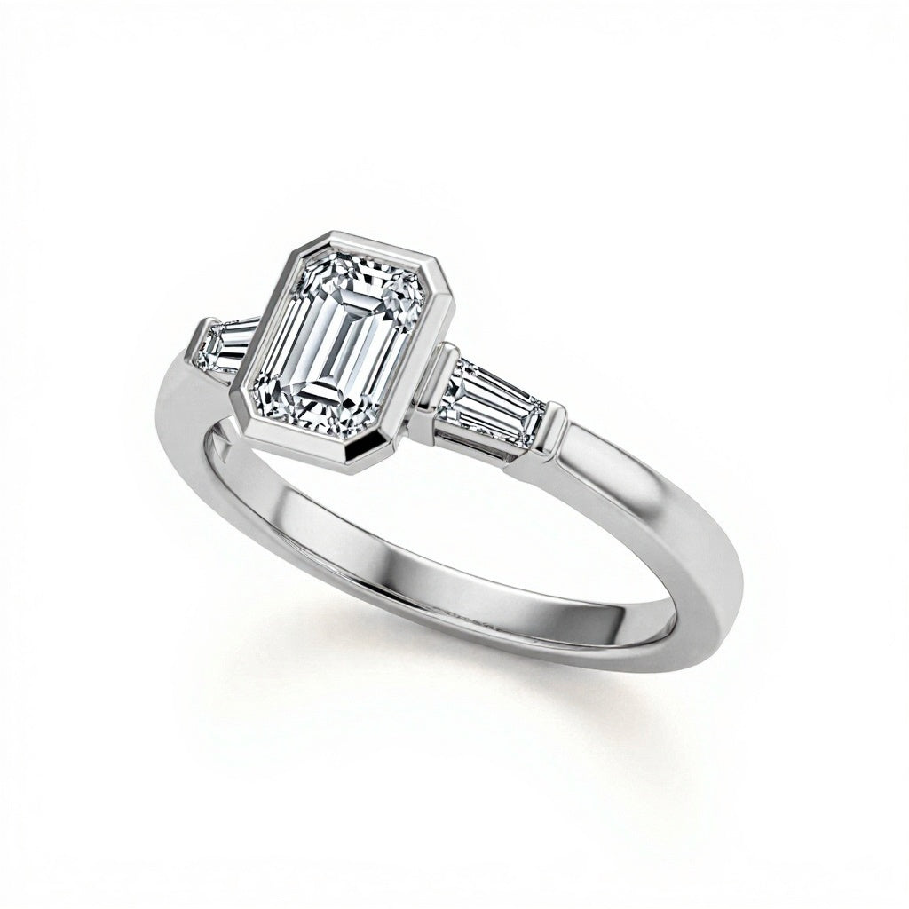 Ishika Emerald Cut Lab Grown Diamond Ring - Jewelslane
