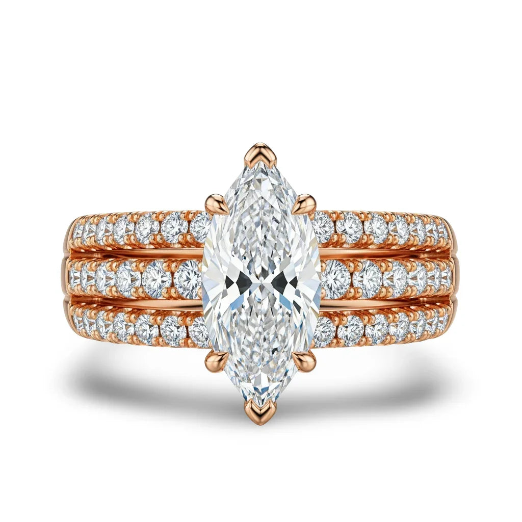 Jada Four Carat Marquise Shape lab Diamod Solitaire ring - Jewelslane