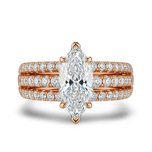 Jada Four Carat Marquise Shape lab Diamod Solitaire ring - Jewelslane