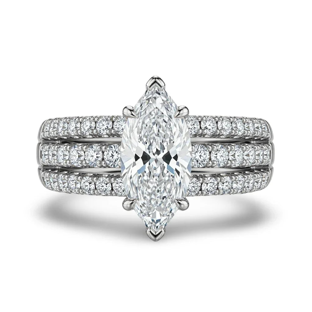 Jada Four Carat Marquise Shape lab Diamod Solitaire ring - Jewelslane