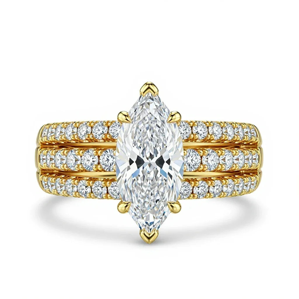 Jada Four Carat Marquise Shape lab Diamod Solitaire ring - Jewelslane