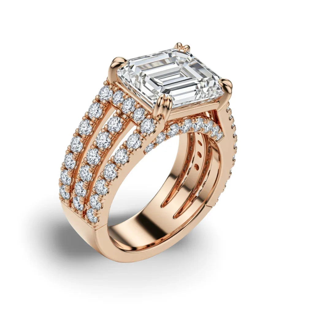 Jade Four Carat Emerald Cut Lab Diamond solitaire ring - Jewelslane