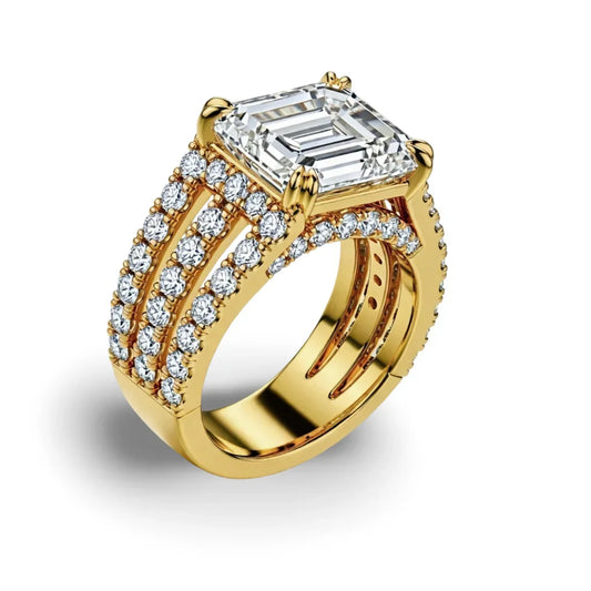Jade Four Carat Emerald Cut Lab Diamond solitaire ring - Jewelslane