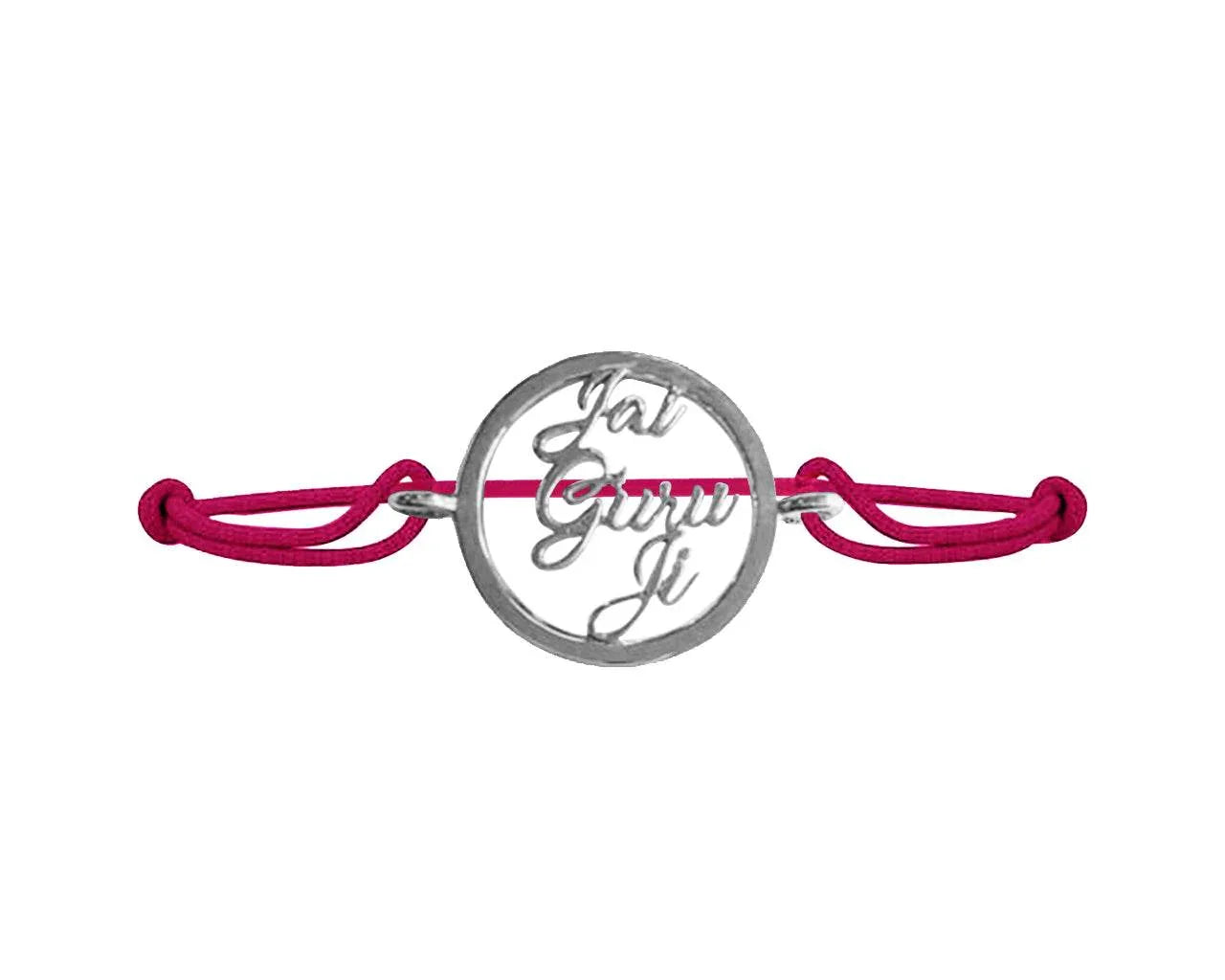 Jai Guru Ji Silver Bracelet with Single Diamond - Jewelslane