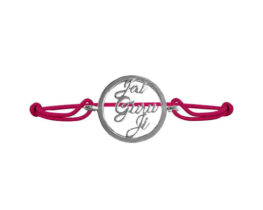 Jai Guru Ji Silver Bracelet with Single Diamond - Jewelslane