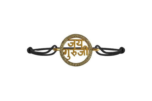 Jai Guru Ji Blessing Bracelet in Gold with Diamond Border - Jewelslane