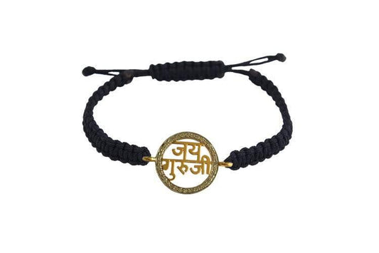 Jai Guru Ji Blessing Bracelet in Gold with Diamond Border - Jewelslane