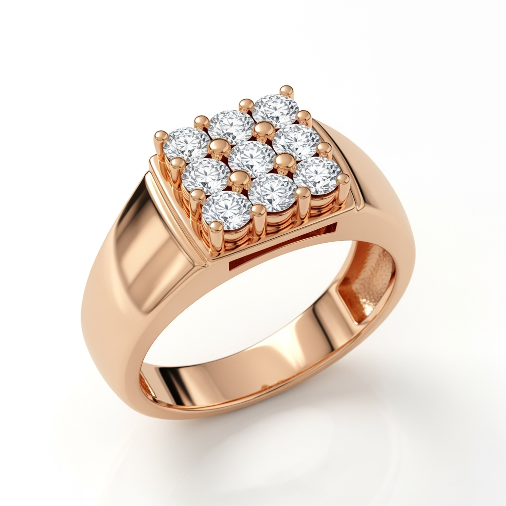 James Traditional nine diamonds Gents Ring - Jewelslane