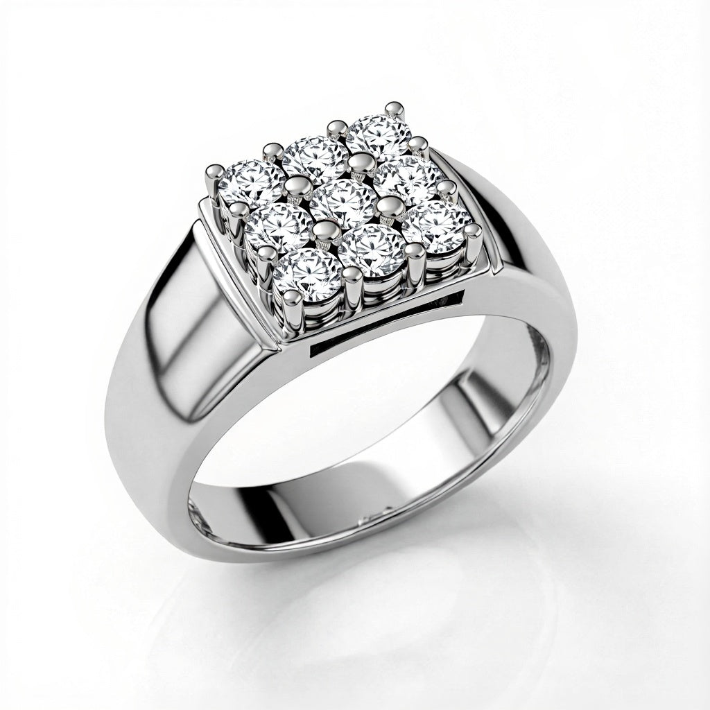 James Traditional nine diamonds Gents Ring - Jewelslane