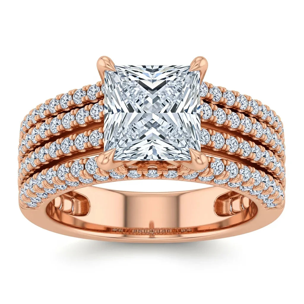 Jen Four Carat Princess Cut Lab Diamond Solitaire Ring - Jewelslane