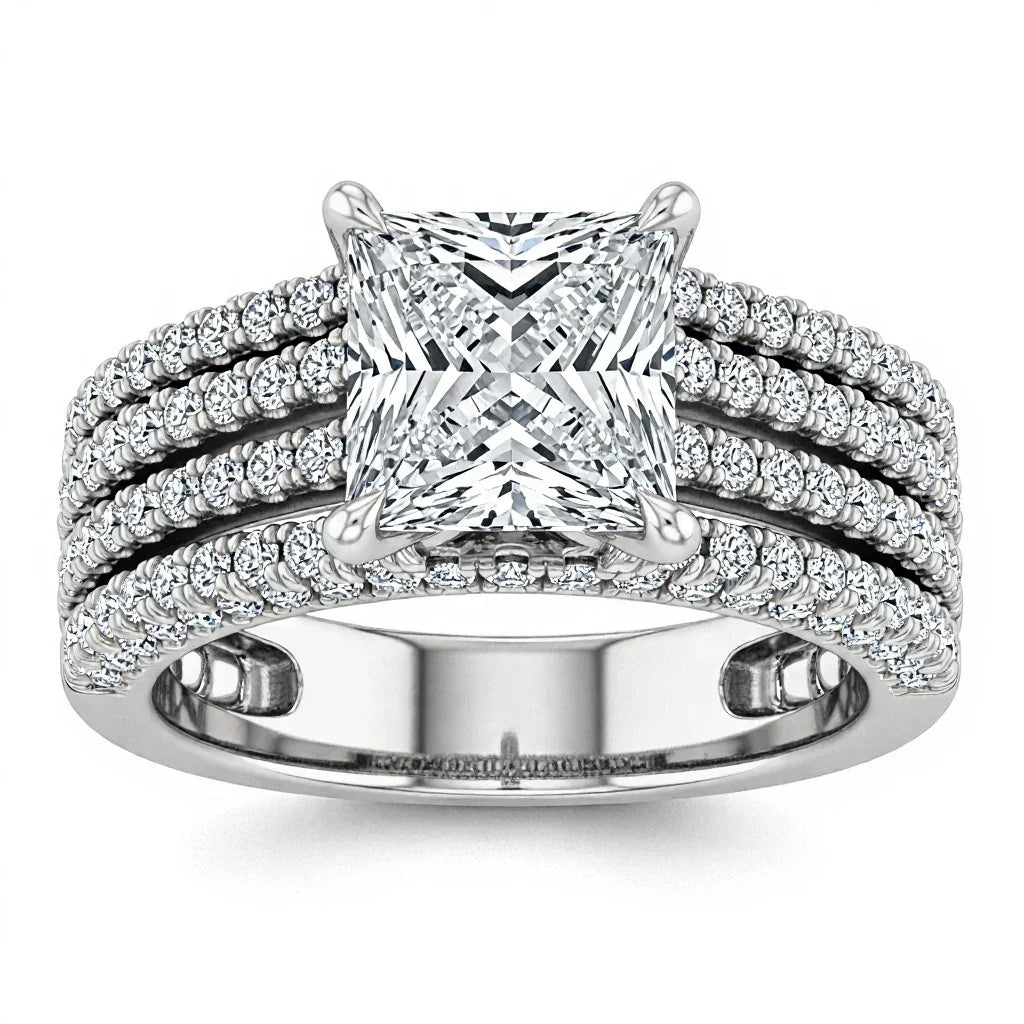 Jen Four Carat Princess Cut Lab Diamond Solitaire Ring - Jewelslane