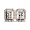 Jenna Radiant Cut Lab Diamond Solitaire Earrings with Diamond Halo - Jewelslane