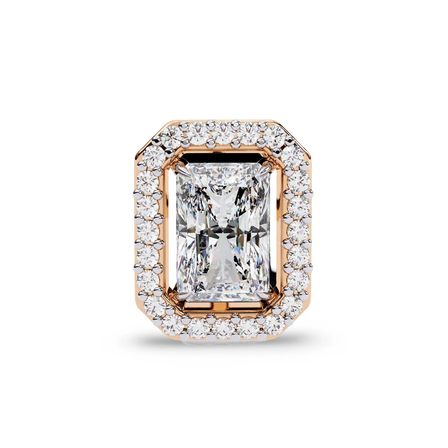 Jenna Radiant Cut Lab Diamond Solitaire Earrings with Diamond Halo - Jewelslane