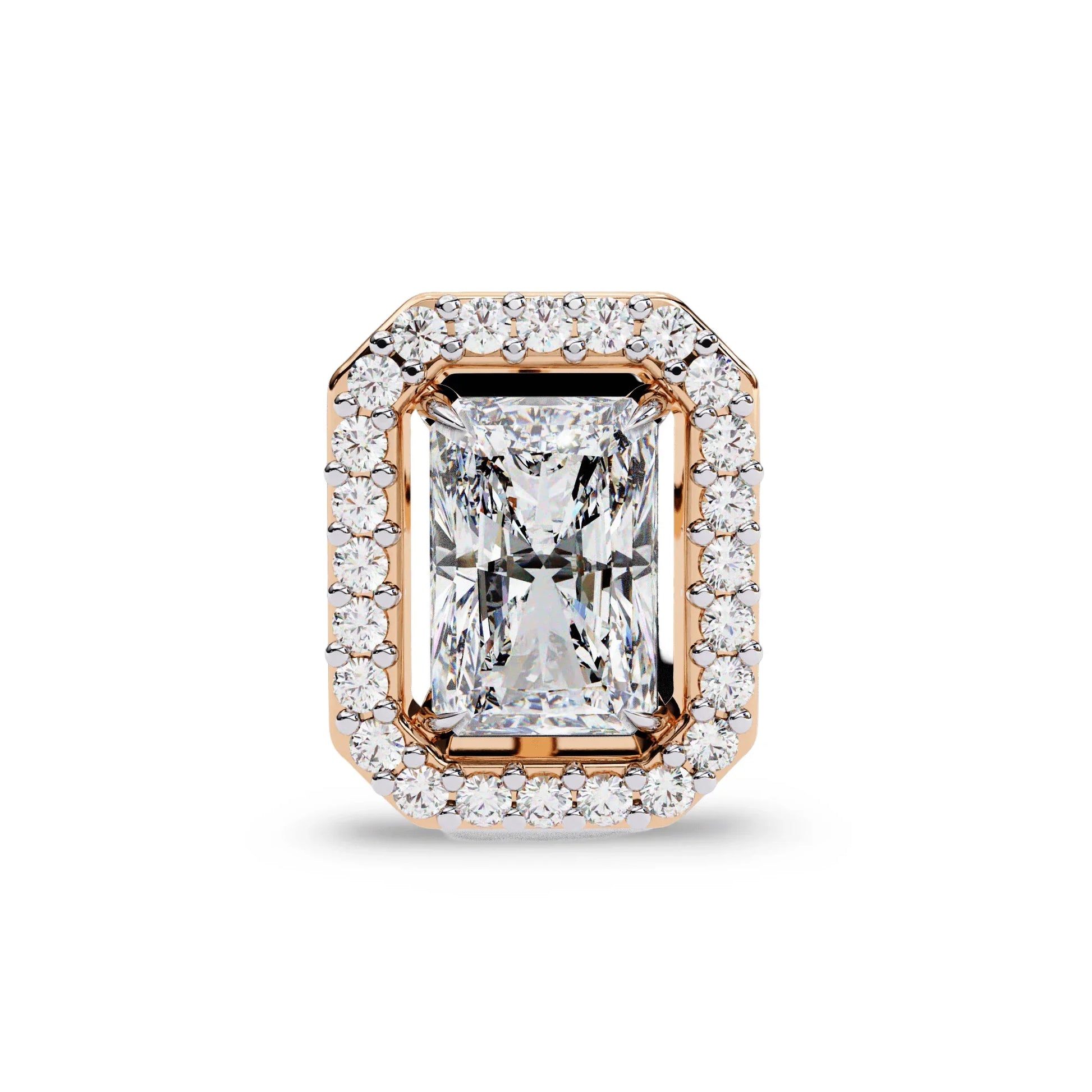 Jenna Radiant Cut Lab Diamond Solitaire Earrings with Diamond Halo - Jewelslane