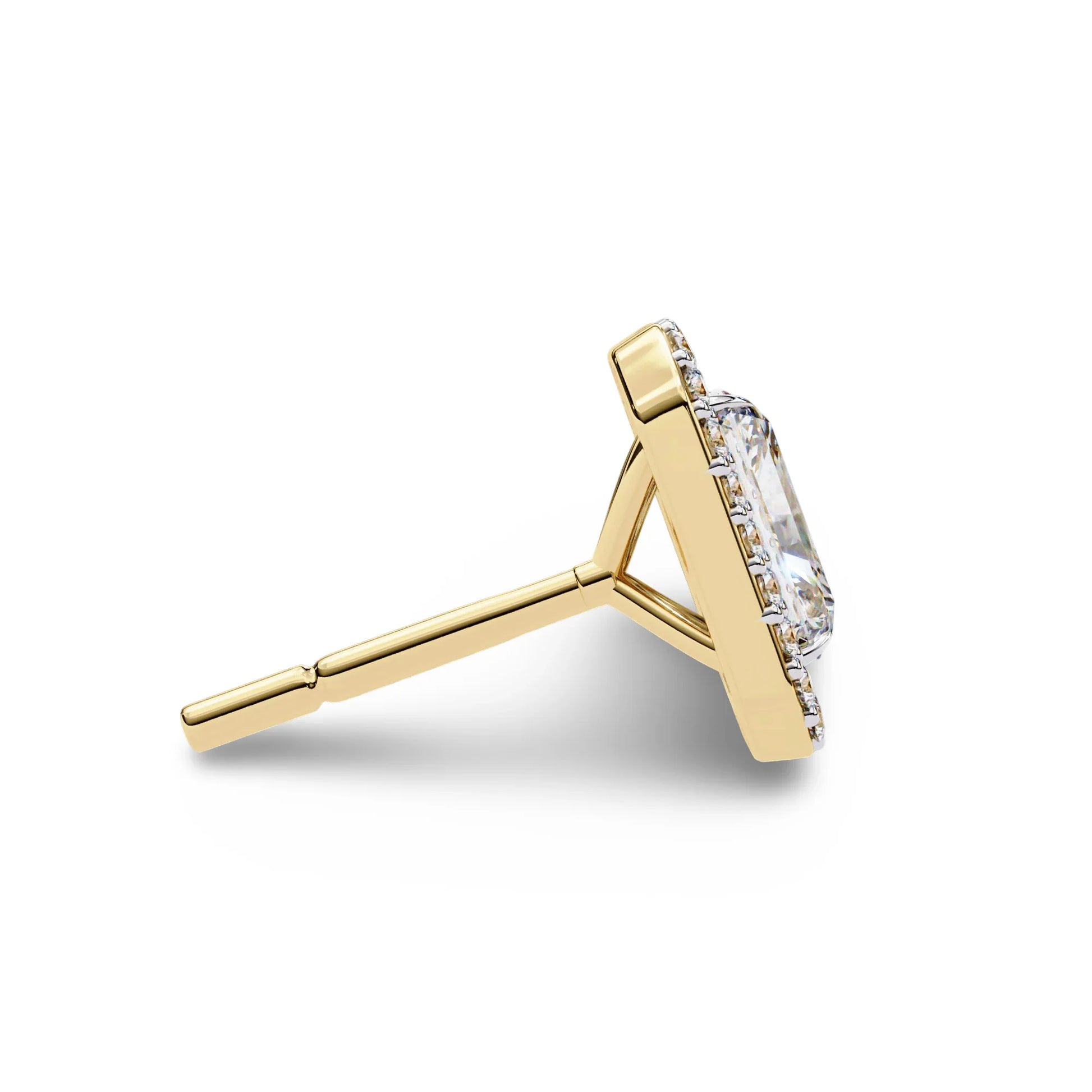 Jenna Radiant Cut Lab Diamond Solitaire Earrings with Diamond Halo - Jewelslane