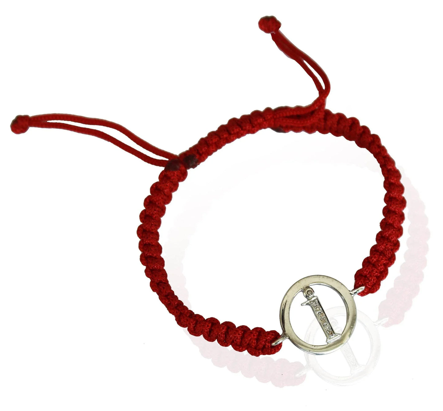 Lower Case Alphabets Bracelet with Diamonds in Silver on Size Adjustable Nylon Thread - Jewelslane