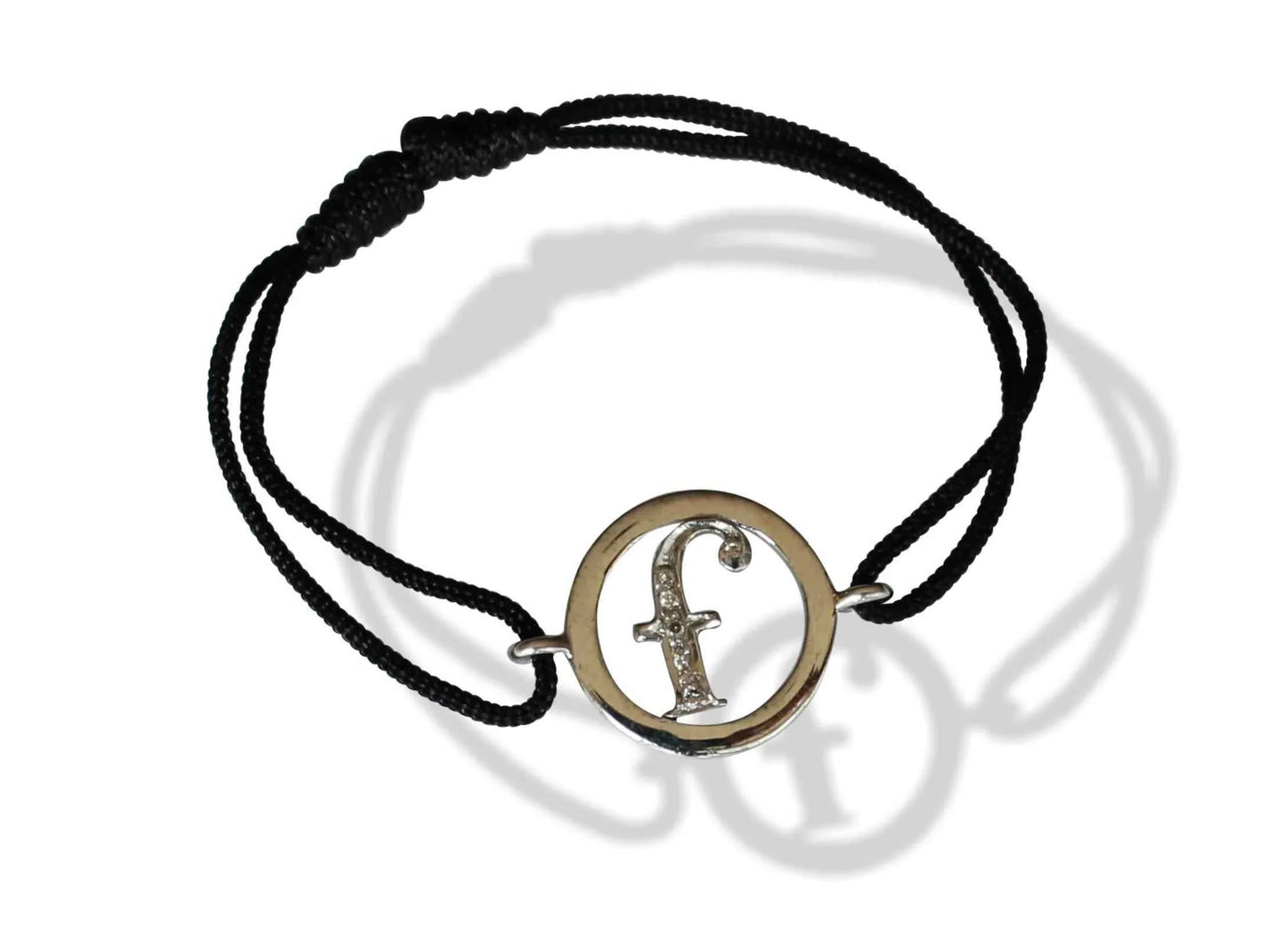 Alphabet Bracelet with diamonds lower case f - Jewelslane