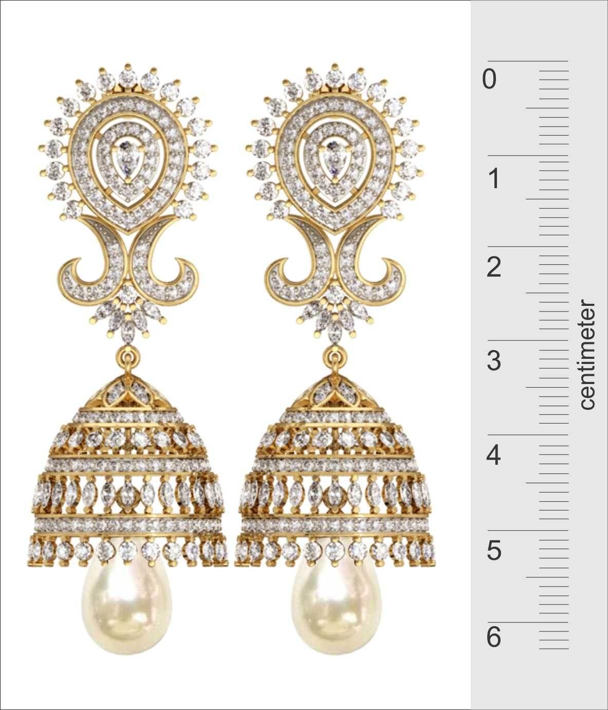 Diamond & pearl Jhumkis - Jewelslane