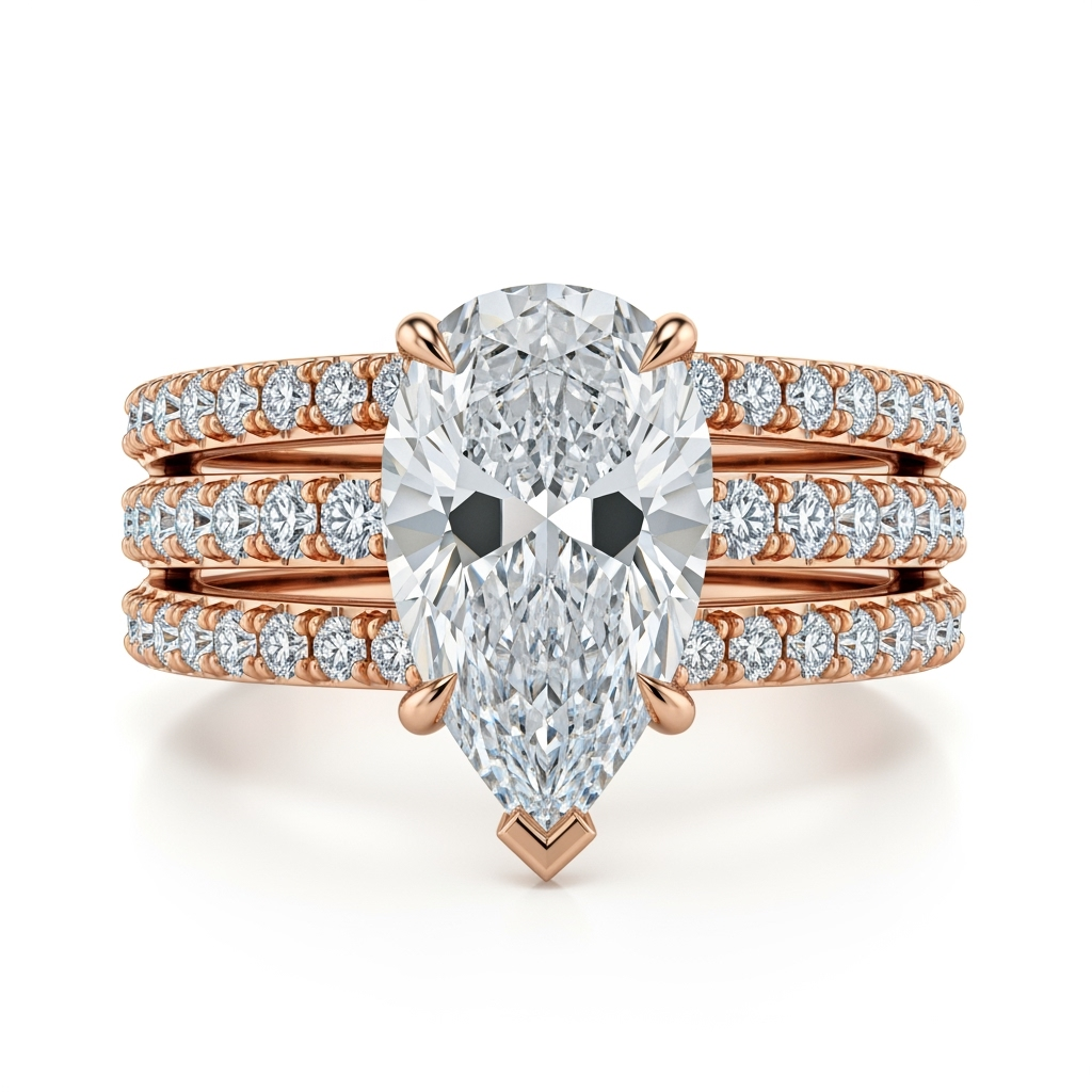 Josie Four Carat Pear Shape Lab Solitaire Diamond Ring - Jewelslane