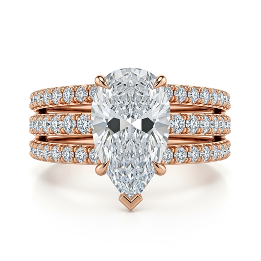 Josie Four Carat Pear Shape Lab Solitaire Diamond Ring - Jewelslane