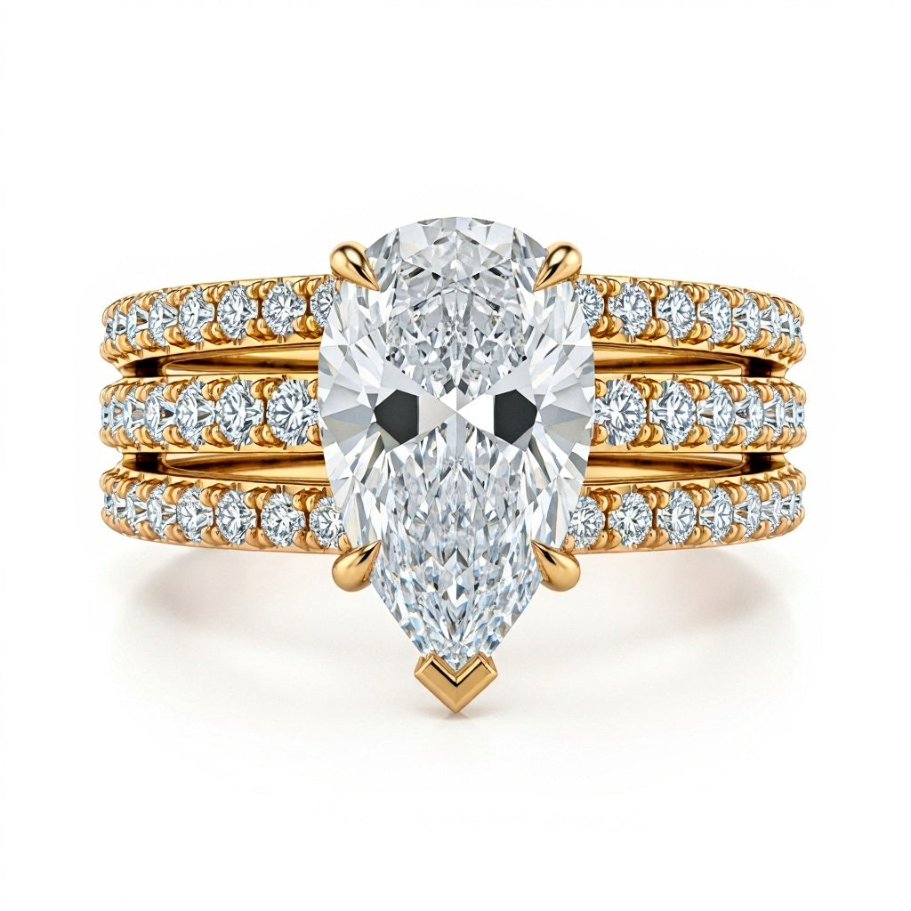 Josie Four Carat Pear Shape Lab Solitaire Diamond Ring - Jewelslane