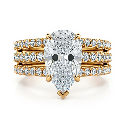 Josie Four Carat Pear Shape Lab Solitaire Diamond Ring - Jewelslane