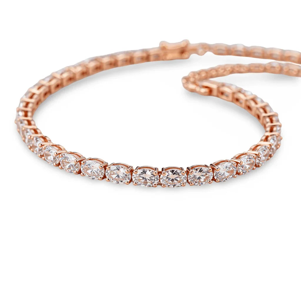 Kelli Oval Shape Diamonds Tennis Necklace - Jewelslane